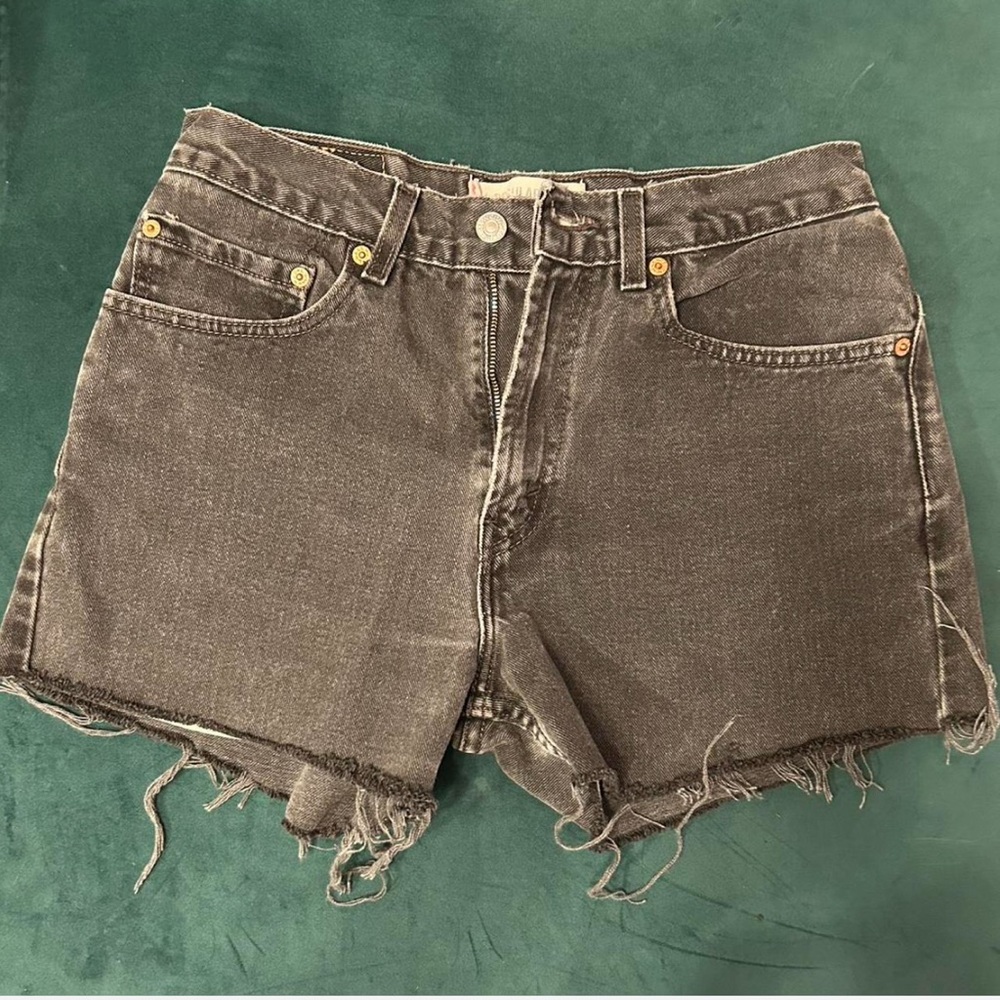 Levi's Black Frayed Jean Shorts